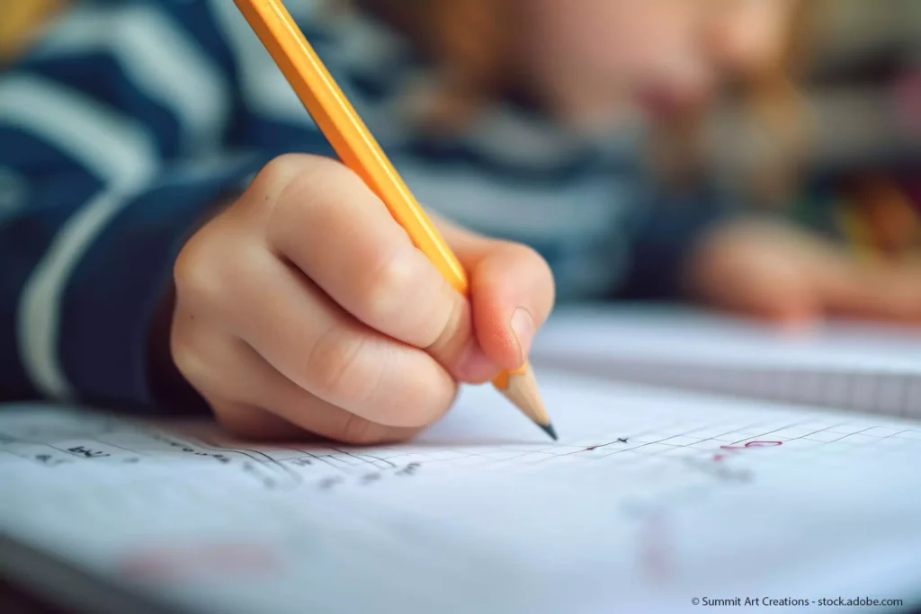 Praxis für Ergotherapie Boettcher in Greifswald - Behandlungsbereich -Graphomotorik -im Fokus Kinderhand schreibt mit Bleistift Übungen